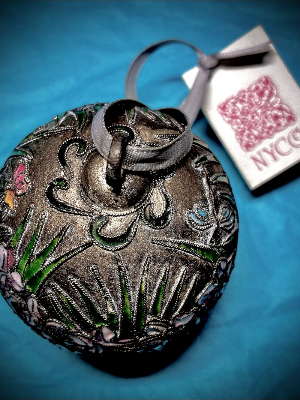 Vintage Cloisonné Enamel Ornament with NYC Tag